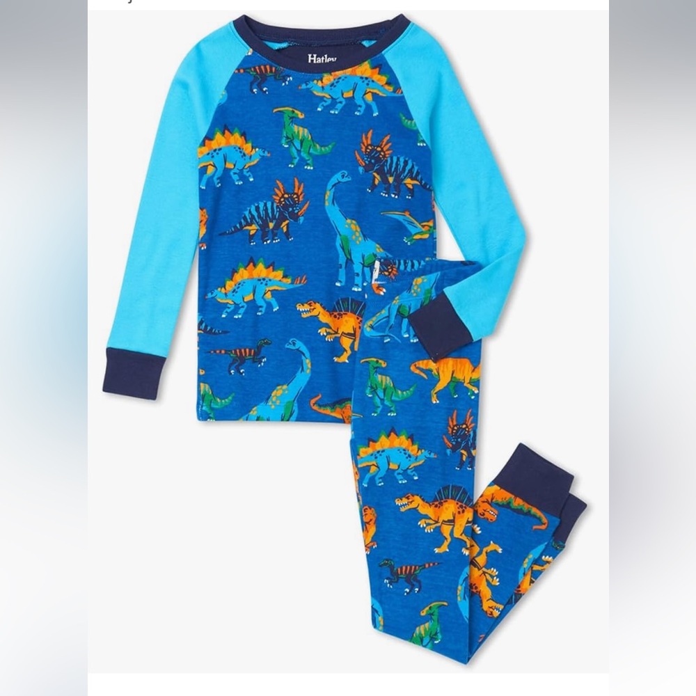 NWT Hatley Kids Dinosaur Organic Cotton Long Sleeve Pajama Set Size 4